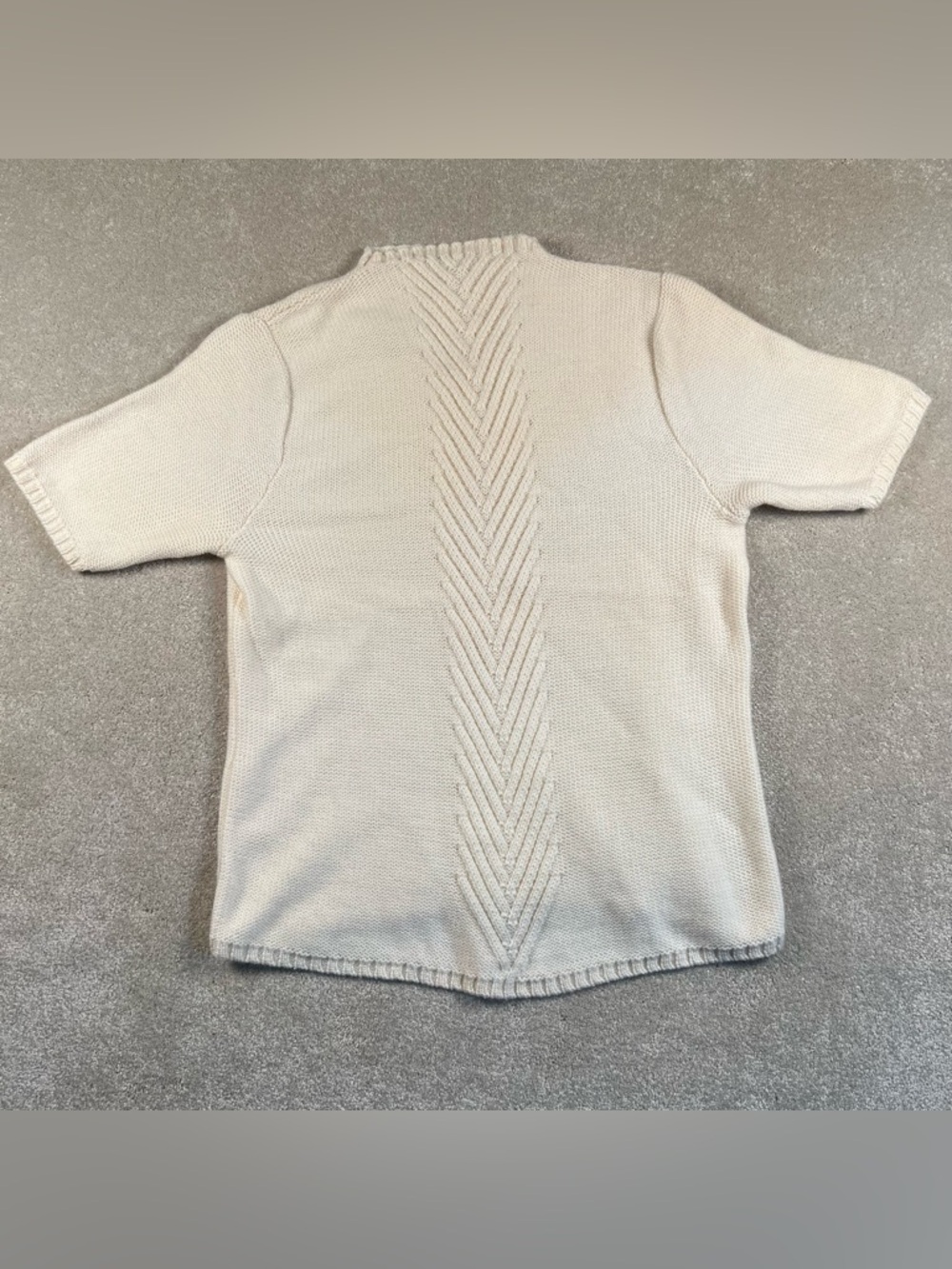 Pendleton Sweater Short Sleeve Cream Mock Neck Lightweight Soft Wool Women's Lg